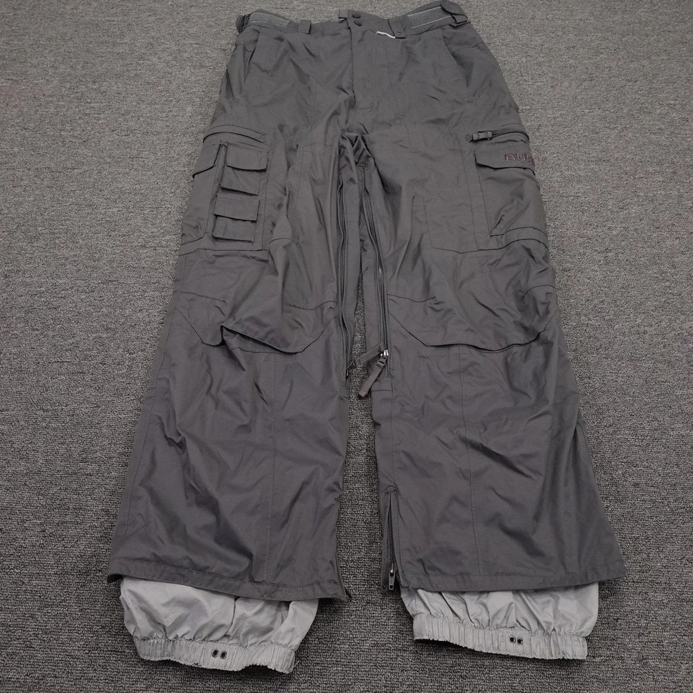 Vintage Burton Snow Pants Mens Medium 34x32 Gray Cargo Waterproof Ski Y2K